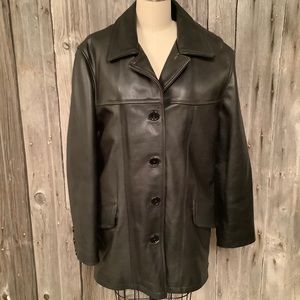 Country Field Black Trucker Heavy Leather Jacket XL